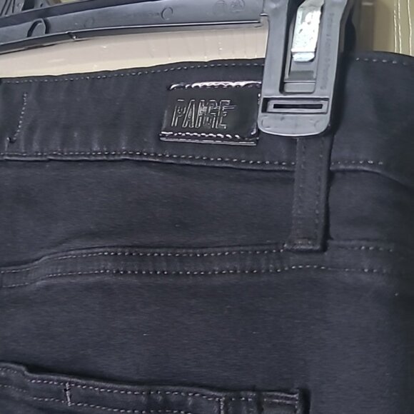 PAIGE LEENAH black denim stretch wide leg jeans size 26 - Picture 7 of 9